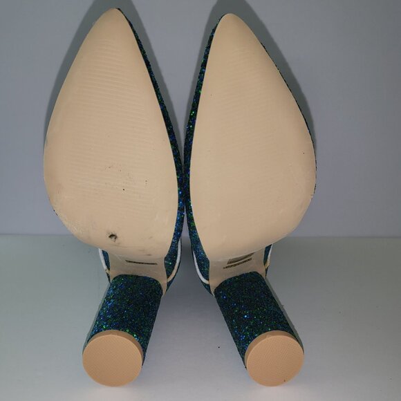 CAPE ROBBIN | Galaxy Glitter Blue Laced Mid Calf Heels - Picture 7 of 9